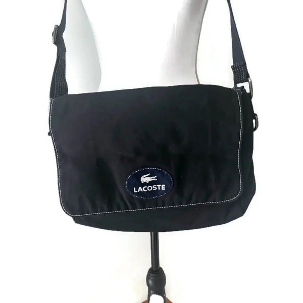Lacoste Black Messenger Bag for Men